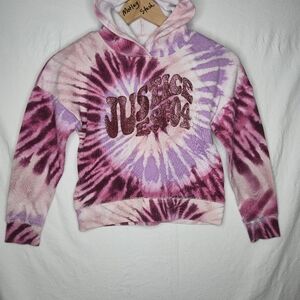Justice Girls Tye Dyed Pink Toned Hoodie Size Small 7/8